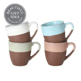 Gibson Elite William Crest 4 Piece Coffee Mug Set, 15oz Stoneware Cups, Reactive Glaze Finish, Round Large Coffee Mugs, Microwave & Dishwasher Safe
