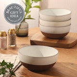 Gibson Elite William Crest 4 Piece Cereal Bowl Set, 6.25” Round Stoneware Bowls, Reactive Glaze Finish, Soup, Dessert & Snack Bowls, Microwave & Dishwasher Safe