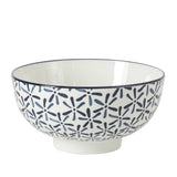 Gibson Home Castle Way 4-Piece Serving Bowl Set, 8 Inch Round Stoneware Bowls, Blue & White Assorted Pattern, Decorative Everyday Use