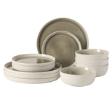 Gibson Elite Tahoe Sunset 12 Piece Stoneware Reactive Glaze (Service for 4) Ceramic Plates and Bowls Dinnerware Set