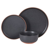 Gibson Elite Abbey Circle 12 Piece (Service for 4) Plates and Bowls Reactive Matte Glaze Dishes Stoneware Ceramic Dinnerware Set
