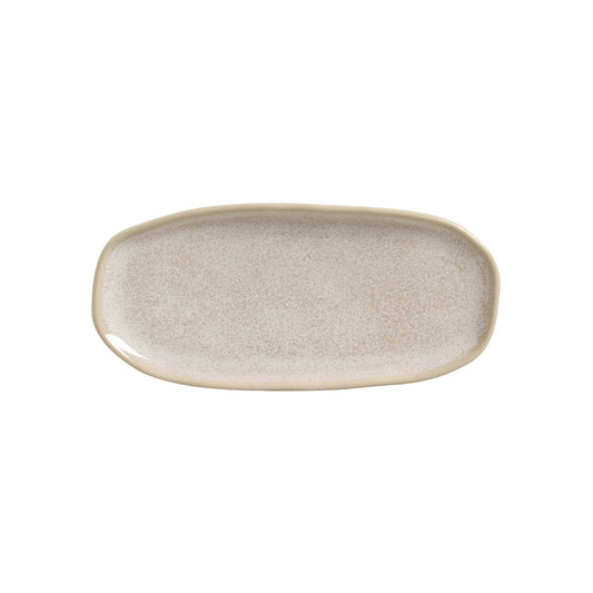 SHALLOW OVAL PLATTER ORGANIC STONEWARE Ø 9.06x4.33" LATTE