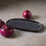 SHALLOW OVAL PLATTER ORGANIC STONEWARE Ø 9.06x4.33" TITANIUM