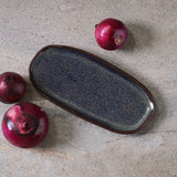 SHALLOW OVAL PLATTER ORGANIC STONEWARE Ø 9.06x4.33" TITANIUM