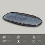 SHALLOW OVAL PLATTER ORGANIC STONEWARE Ø 9.06x4.33" DENIM