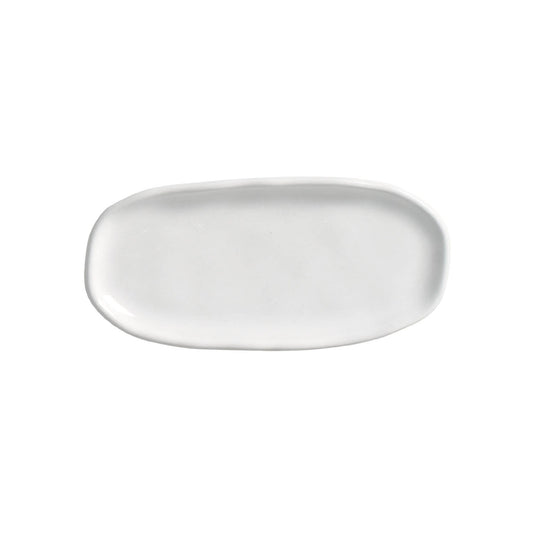 SHALLOW OVAL PLATTER ORGANIC STONEWARE Ø 9.06x4.33" NEW WHITE