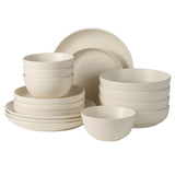 Gibson Elite Leeds Court Plates and Bowls Sets, 16-Piece Stoneware Dinnerware Sets, Round Speckle Reactive Glaze Dish Set, Service for 4