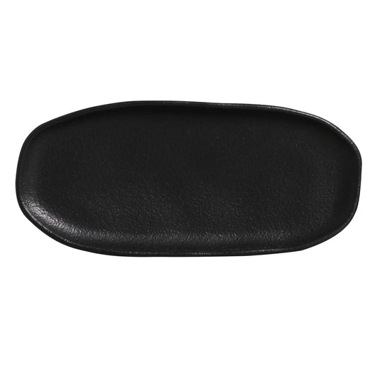 SHALLOW OVAL PLATTER ORGANIC STONEWARE Ø 9.06x4.33" MATTE BLACK