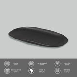 SHALLOW OVAL PLATTER ORGANIC STONEWARE Ø 9.06x4.33" MATTE BLACK