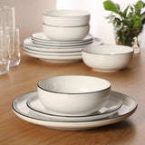 Gibson Home Hometown Diner 12-Piece Porcelain Dinnerware Set, Round Plates and Bowls Set for 4, Dishwasher Safe – Dinner Plate, Salad Plate & Cereal Bowl
