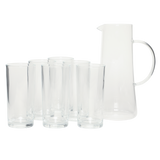 Gibson Home Boozy Brunch 7 Piece Glass Pitcher & Tumbler Set – 1.5L Pitcher with Six 13–14oz Tumblers, Everyday Beverage & Entertaining Drinkware Set, Dishwasher Safe