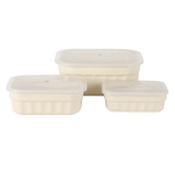 Martha Stewart Broadbrook 6 Piece Stoneware Meal Prep Container Set with Lids, Rectangular/Round Food Storage & Bakeware, Cream, Oven, Microwave & Dishwasher Safe