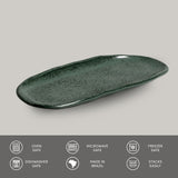 SHALLOW OVAL PLATTER ORGANIC STONEWARE Ø 6.5x3.15" GREENERY