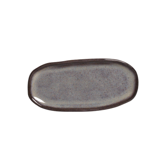 SHALLOW OVAL PLATTER ORGANIC STONEWARE Ø 6.5x3.15" TOURMALINE