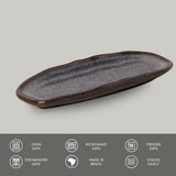SHALLOW OVAL PLATTER ORGANIC STONEWARE Ø 6.5x3.15" TITANIUM