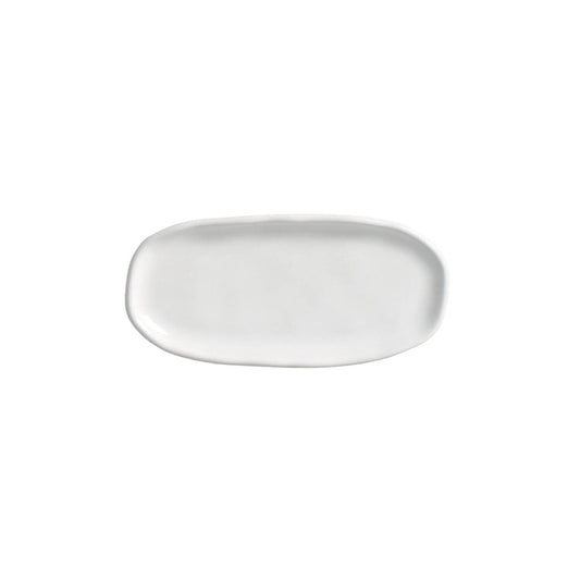 SHALLOW OVAL PLATTER ORGANIC STONEWARE Ø 6.5x3.15" NEW WHITE