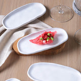 SHALLOW OVAL PLATTER ORGANIC STONEWARE Ø 6.5x3.15" NEW WHITE