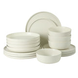 Gibson Elite Bayou Moon Plates and Bowls Sets, 16-Piece Matte Stoneware Dinnerware Sets, Solid Color Reactive Glaze Dish Set, Service for 4