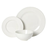 Gibson Home Caviara Plates and Bowls Set, 12-Piece Dinnerware Set, White Round Beaded Rim Porcelain Dish Set, Dinner Plates, Salad Plates & Cereal Bowls