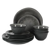 Gibson Elite Port Barton Plates and Bowls Sets, 12-Piece Stoneware Dinnerware Sets, Reactive Glaze Dish Set, Service for 4