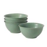 Gibson Elite Cereal Bowls Set of 4, 6-Inch Stoneware Soup Bowls, Reactive Glaze Ribbed Bowl Set