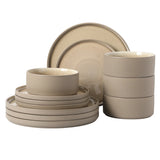 Gibson Elite Redrock Canyon 12-Piece New Bone China Dinnerware Set Service for 4, Reactive Glaze Plates and Bowls, Dishwasher Safe
