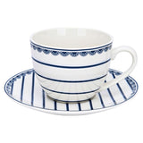 Vintage Indigo Porcelain Tea Cup & Saucer Set of 4