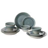 Gibson Elite Plates and Bowls Set, 12 Piece Stoneware Dinnerware for 4, Reactive Glaze Ombre Blue, Chip Resistant, Dishwasher & Microwave Safe