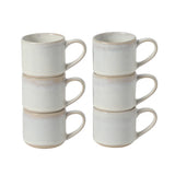 Mr. Coffee Whims Espresso Cups Set of 6, 3.7 oz Stoneware Demitasse Espresso Shot Cups with Handles, Stackable Reactive Glaze Ceramic Coffee Cups