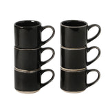 Mr. Coffee Whims Espresso Cups Set of 6, 3.7 oz Stoneware Demitasse Espresso Shot Cups with Handles, Stackable Reactive Glaze Ceramic Coffee Cups