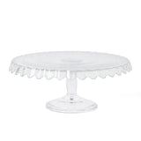 Martha Stewart Watercrest Glass Cake Stand, 10.2 Inch Footed Pedestal Cake Plate with Scalloped Ruffled Edge, Clear Handmade Glassware