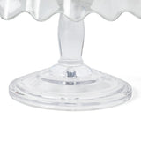 Martha Stewart Watercrest Glass Cake Stand, 10.2 Inch Footed Pedestal Cake Plate with Scalloped Ruffled Edge, Clear Handmade Glassware