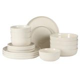 Gibson Home Serenity 16 Piece Modern Porcelain Dinnerware Set for 4, Plates and Bowls Set, Dinner Plates, Salad Plates, Cereal Bowls