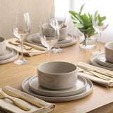 Gibson Elite Moonstone 12 Piece Modern Stoneware Dinnerware Set for 4, Grey Plates and Bowls Set, Dinner Plates, Salad Plates, Bowls