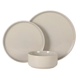 Gibson Elite Moonstone 12 Piece Modern Stoneware Dinnerware Set for 4, Grey Plates and Bowls Set, Dinner Plates, Salad Plates, Bowls
