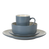 Gibson Elite Oxford Blue Plates and Bowls Sets, 16 Piece Stoneware Dinnerware Sets for 4, Dinner Plates Dessert Plates Bowls Mugs
