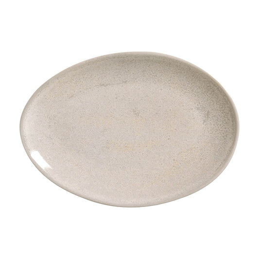 OVAL DESSERT PLATE ORGANIC STONEWARE Ø 8.86" LATTE