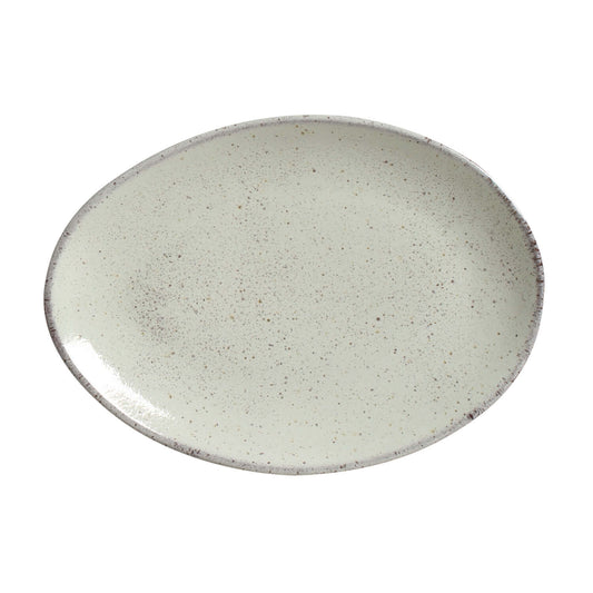 OVAL DESSERT PLATE ORGANIC STONEWARE Ø 8.86" PISTACHE