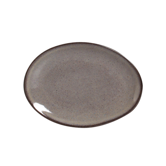 OVAL DESSERT PLATE ORGANIC STONEWARE Ø 8.86" TOURMALINE