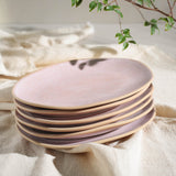 OVAL DESSERT PLATE ORGANIC STONEWARE Ø 8.86" LITCHI