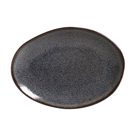 OVAL DESSERT PLATE ORGANIC STONEWARE Ø 8.86" TITANIUM