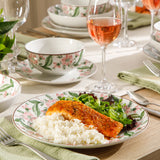 Martha Stewart Plates and Bowls Set, 16 Piece Dinnerware Set for 4, Pink/Green