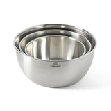 Calphalon Astro Mixing Bowls, 3-Piece Stainless Steel Mixing Bowl Set with Matte Finish, Nesting Metal Mixing Bowls for Baking and Prep, Silver