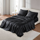Luxury Satin 6-Piece Sheet Set, Black