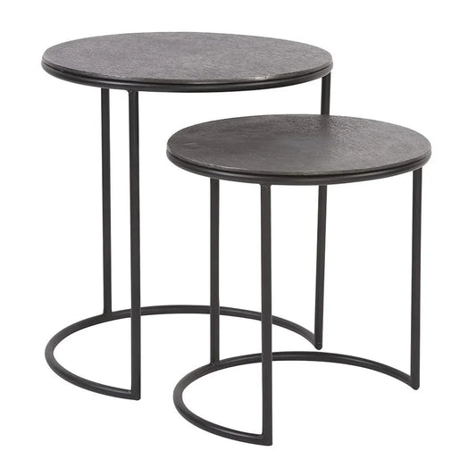 Graphite Metal Round Nesting Table Set