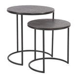 Graphite Metal Round Nesting Table Set