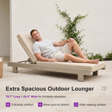 PURPLE LEAF Outdoor Daybed for Patio, Poolside Chaise Lounge Bed with Cushion, Olefin Blend Fabric, Aluminum Frame Sunbed with Side Table for Deck and Backyard
