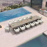 PURPLE LEAF Patio Dining Set Luxury Modern Conversation Set Aluminum Large Rectangle Dining Table and Chairs with Olefin Cushion Outdoor Furniture Set for Garden Porch Deck Backyard