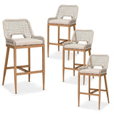 PURPLE LEAF Outdoor Bar Stools Wicker Rattan Bar Stools with Back Aluminum Outside Garden Patio Bar Chairs