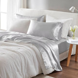 4 Piece Wrinkle-Free Satin Luxury Sheet Set, Light Grey